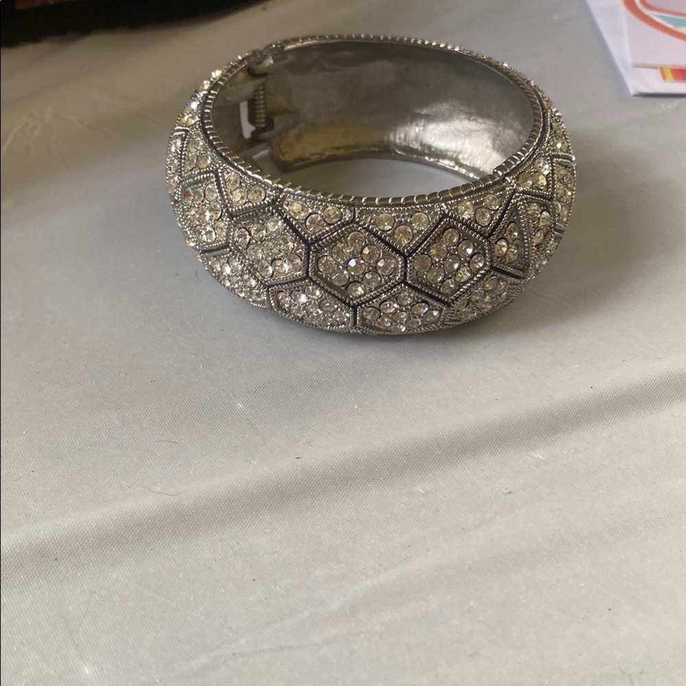 Vintage 1920s Large Bangle Rhinestone Bracelet